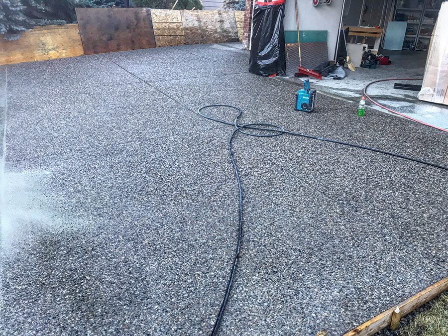 Exposed aggregate driveway, modern development
