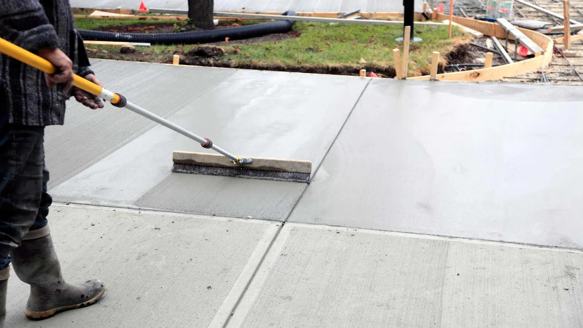 Classic broom finished concrete driveway