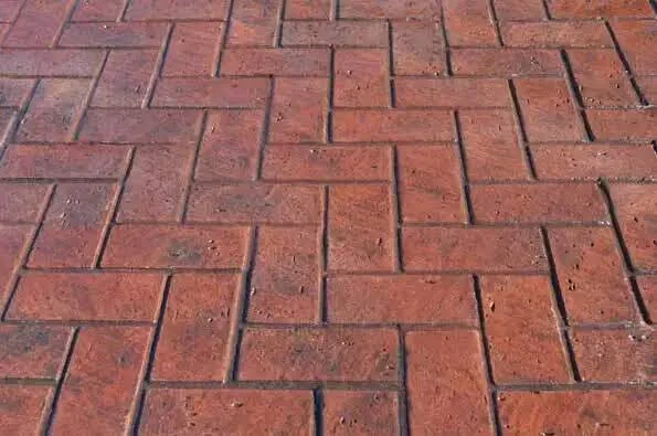 Herringbone brick and cobblestone stamped pattern