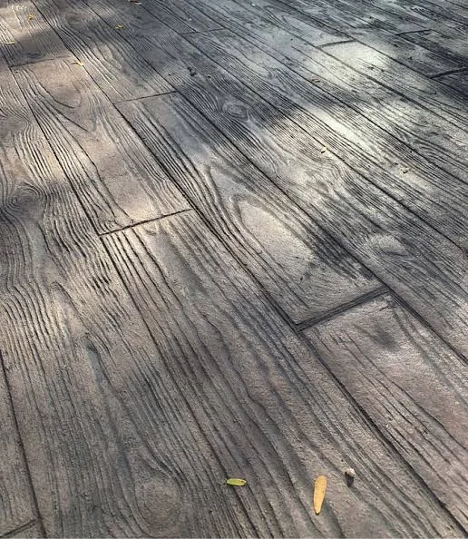 Wood plank stamped concrete texture
